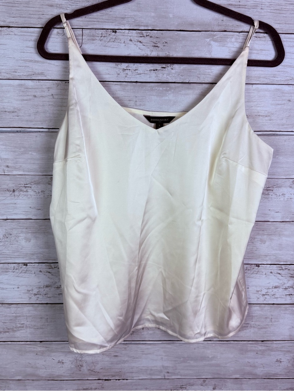 Banana Republic Factory Cream Satin V-Neck Cami